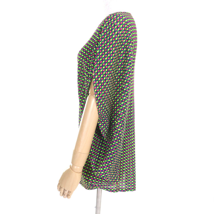 極美品★PLEATS PLEASE プリーツプリーズ イッセイミヤケ PP03-FK363 ジオメトリックプリント 変形 カットソー ポンチョ　Mサイズ相当