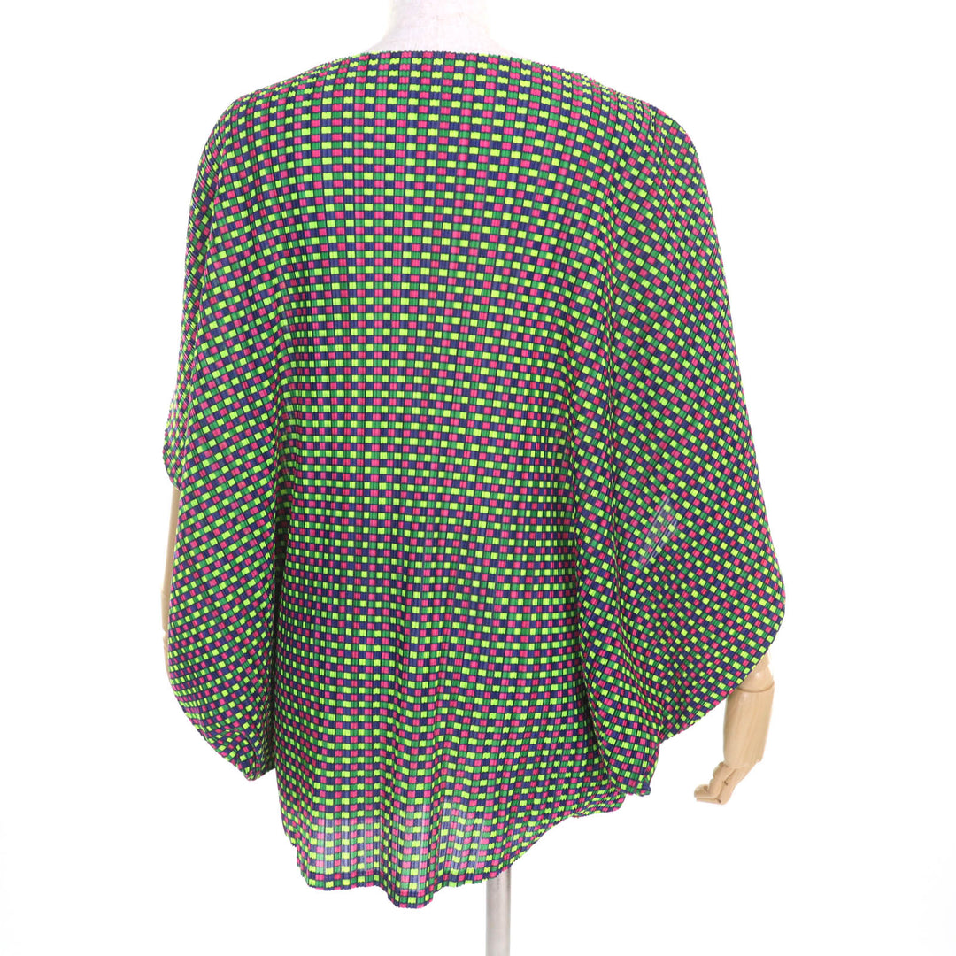 極美品★PLEATS PLEASE プリーツプリーズ イッセイミヤケ PP03-FK363 ジオメトリックプリント 変形 カットソー ポンチョ　Mサイズ相当