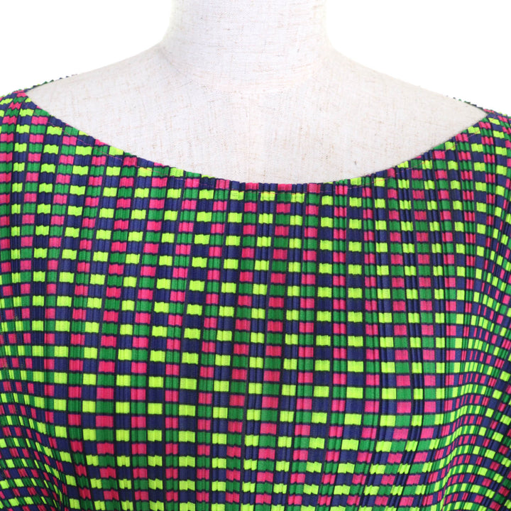 極美品★PLEATS PLEASE プリーツプリーズ イッセイミヤケ PP03-FK363 ジオメトリックプリント 変形 カットソー ポンチョ　Mサイズ相当