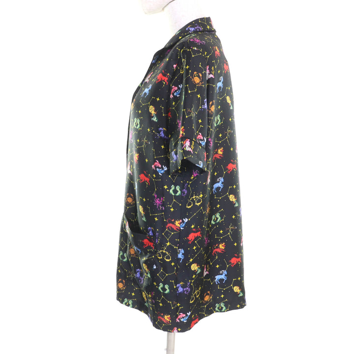 未使用品★Christian Dior クリスチャンディオール 22AW 241V29A6633 シルク100％ ロゴボタン付 ゾディアックピクセル 半袖シャツ 38