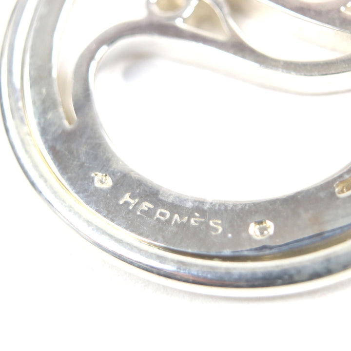 美品▼HERMES エルメス シュバルチャーム メタル ホースモチーフ 馬 ラウンド キーホルダー バッグチャーム シルバー メンズ レディース