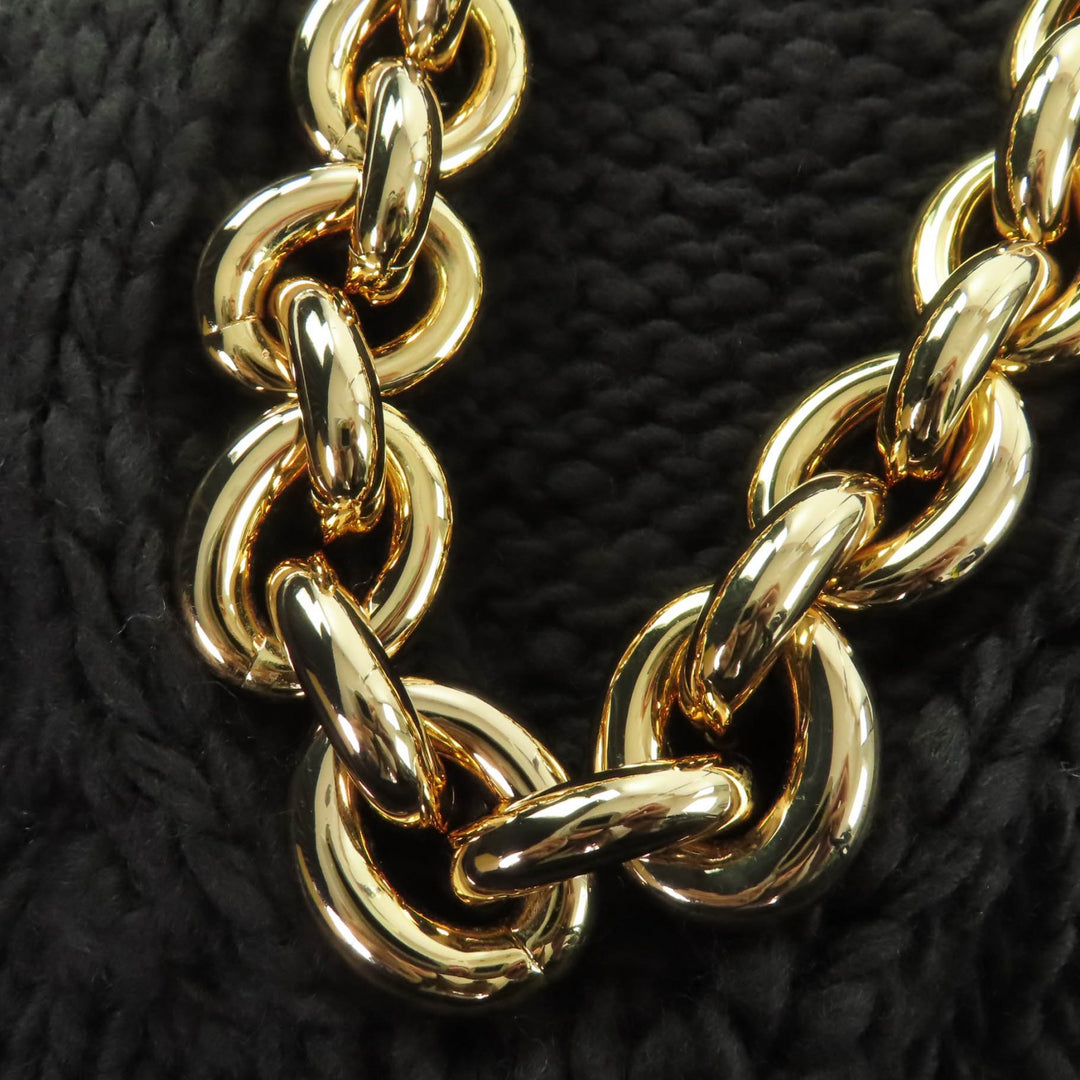 美品☆BOTTEGAVENETA ボッテガヴェネタ 20AW 642901 ゴールドチェーン ニット ワンピース ダークブラウン S 正規品 定価323000円