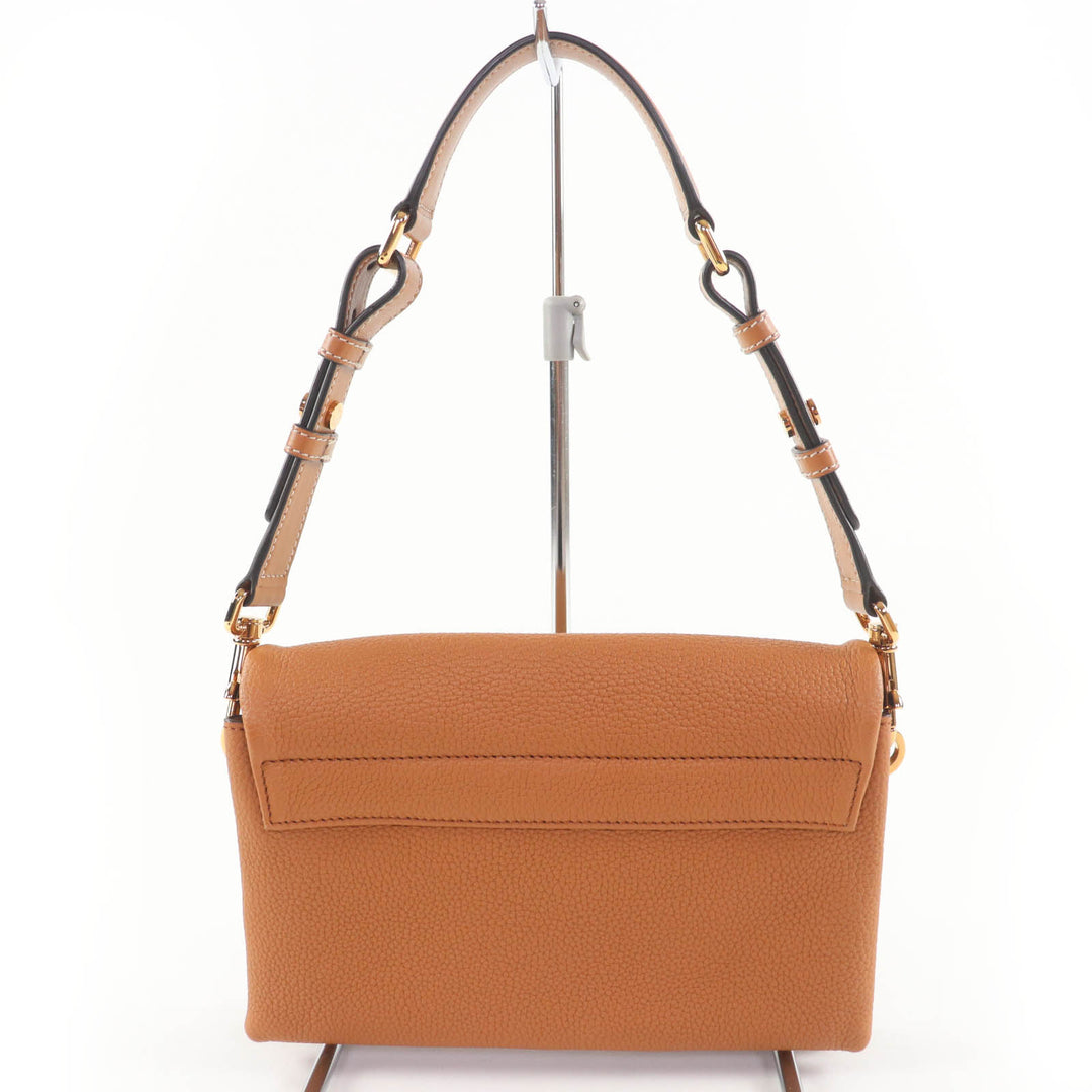 美品☆TOD’S トッズ XBWTSQC0100T5ZS410 Tタイムレス フラップ バッグ ミニ レザー ショルダーバッグ ブラウン レディース 定価355300円