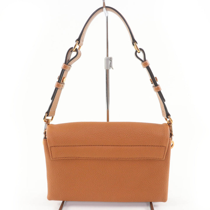 美品☆TOD’S トッズ XBWTSQC0100T5ZS410 Tタイムレス フラップ バッグ ミニ レザー ショルダーバッグ ブラウン レディース 定価355300円