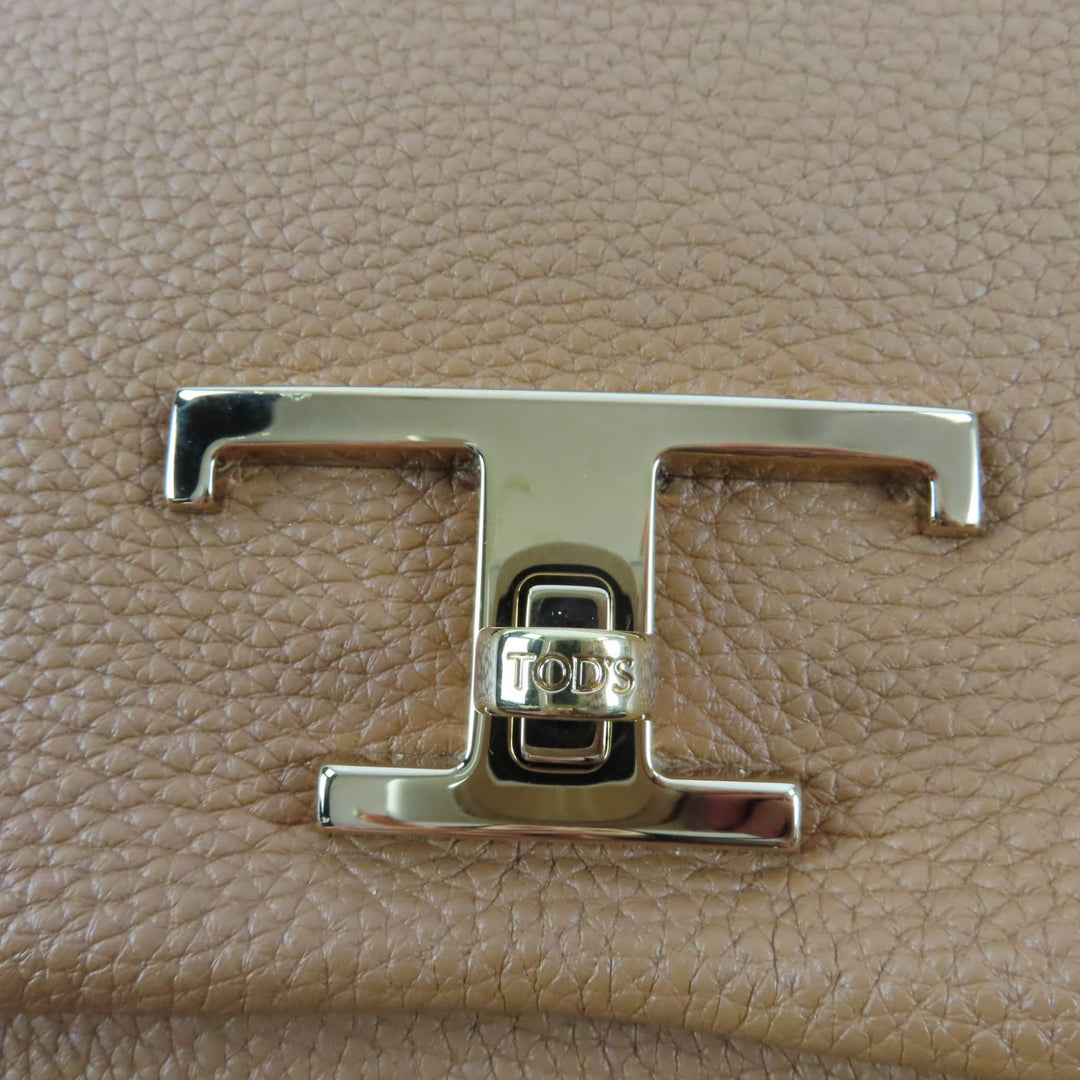 美品☆TOD’S トッズ XBWTSQC0100T5ZS410 Tタイムレス フラップ バッグ ミニ レザー ショルダーバッグ ブラウン レディース 定価355300円