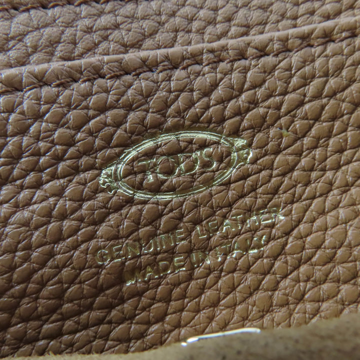 美品☆TOD’S トッズ XBWTSQC0100T5ZS410 Tタイムレス フラップ バッグ ミニ レザー ショルダーバッグ ブラウン レディース 定価355300円