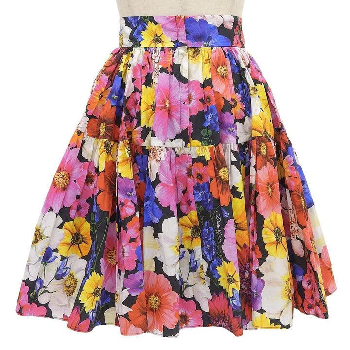 極美品▲DOLCE&amp;GABBANA ドルチェ＆ガッバーナ F4CB1T/HS5L8 コットン100％ フラワープリント 総柄 フレア スカート マルチ 40 正規品