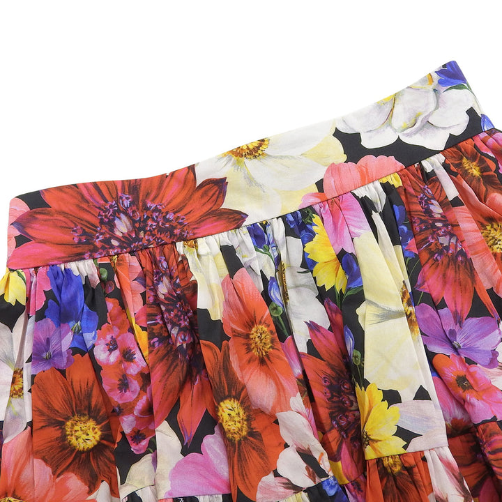 極美品▲DOLCE&amp;GABBANA ドルチェ＆ガッバーナ F4CB1T/HS5L8 コットン100％ フラワープリント 総柄 フレア スカート マルチ 40 正規品