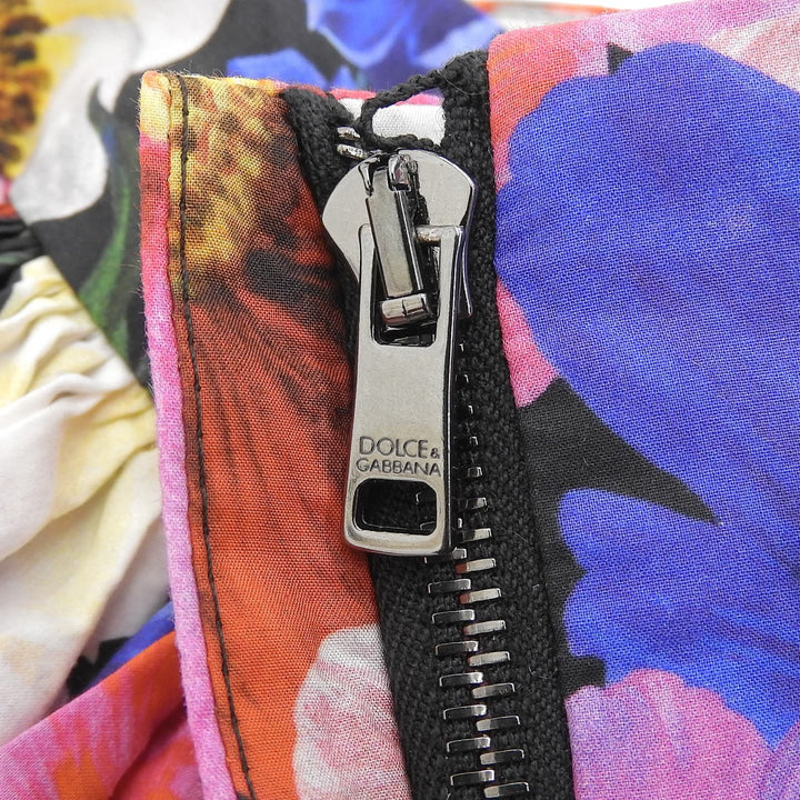 極美品▲DOLCE&amp;GABBANA ドルチェ＆ガッバーナ F4CB1T/HS5L8 コットン100％ フラワープリント 総柄 フレア スカート マルチ 40 正規品