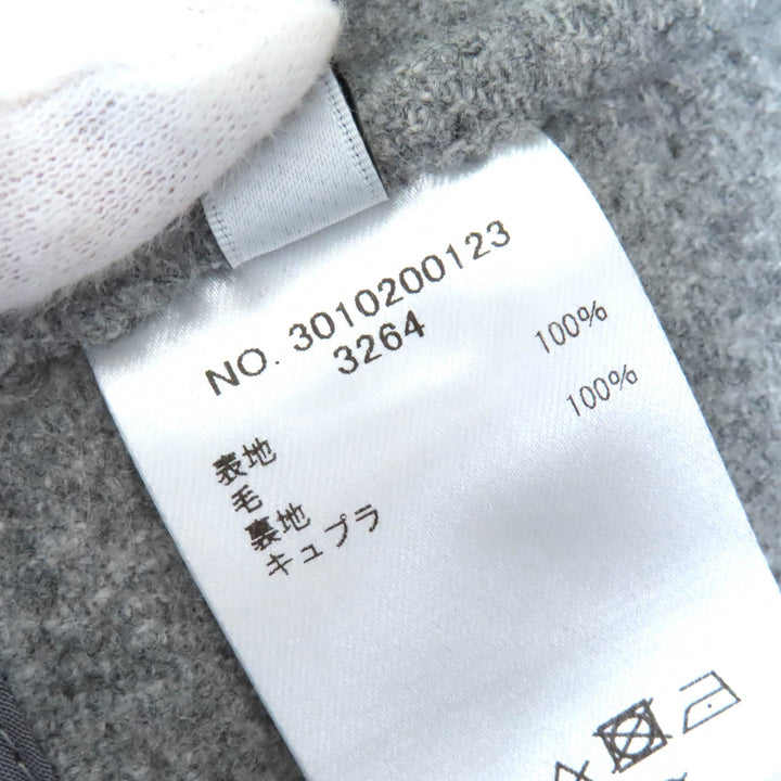 極美品△ebure エブール 3010200123 ウール100％ バックベルト付き ジロンラムメルトン ショールカラー オーバーコート グレー 36 正規品