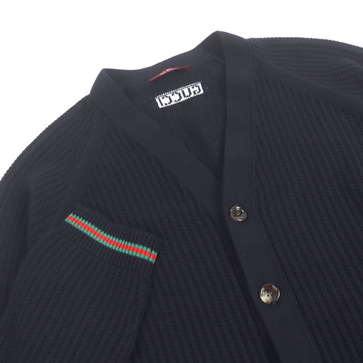 極美品□GUCCI グッチ 24AW 788009 ウェブストライプ付き コットンジャージーニット カーディガン L イタリア製 正規品 定価225500円