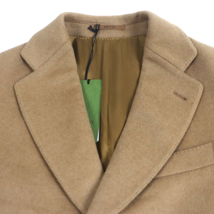 未使用品▼GUCCI グッチ 23AW 753089 キャメルヘアー100% シティラベル ロゴ入りボタン シングル チェスターコート ブラウン 44　正規品