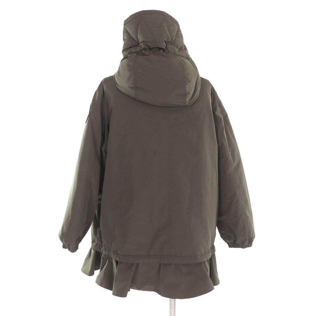 美品★MONCLER モンクレール 20-21AW IRUS フード・デカロゴワッペン付 裾フリル 比翼仕立て ダウンジャケット カーキ 00 正規品
