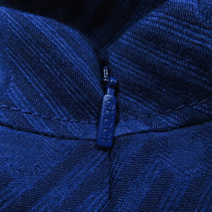 極美品★GUCCI グッチ 610872 シルク混 GG柄 イカリボタン付 バックデザイン 半袖 ワンピース ネイビー 36 イタリア製 正規品 レディース