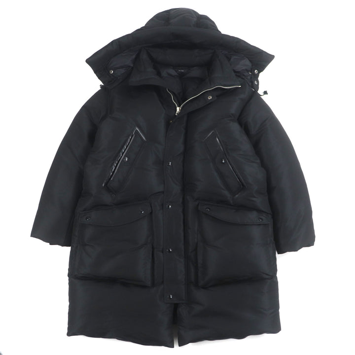 極美品▼TOM FORD トムフォード TFO645 シルク混 フード付き オーバーサイズ WZIPUP ダウンコート ブラック 48 イタリア製 正規品 メンズ