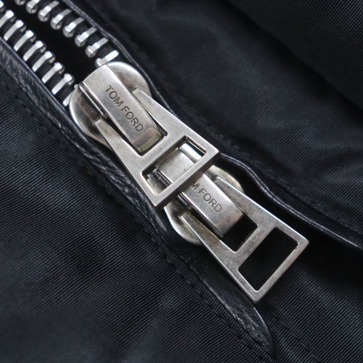 極美品▼TOM FORD トムフォード TFO645 シルク混 フード付き オーバーサイズ WZIPUP ダウンコート ブラック 48 イタリア製 正規品 メンズ