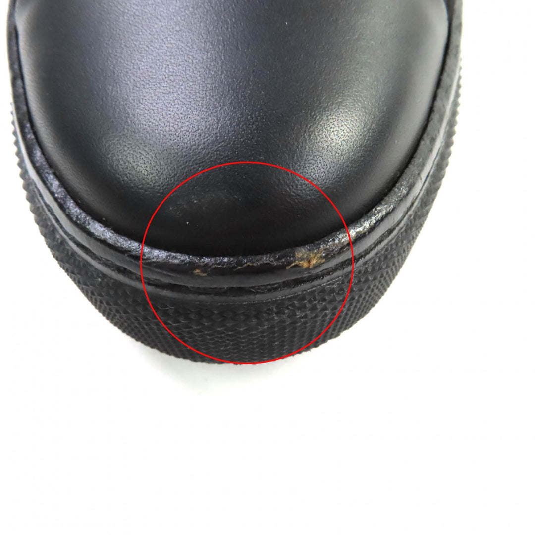 美品★HERMES エルメス JIMMY ジミー レザーロゴパッチ付 レザー使い ムートン スウェードレザー ハイカットスニーカー 黒　 35.5 袋付