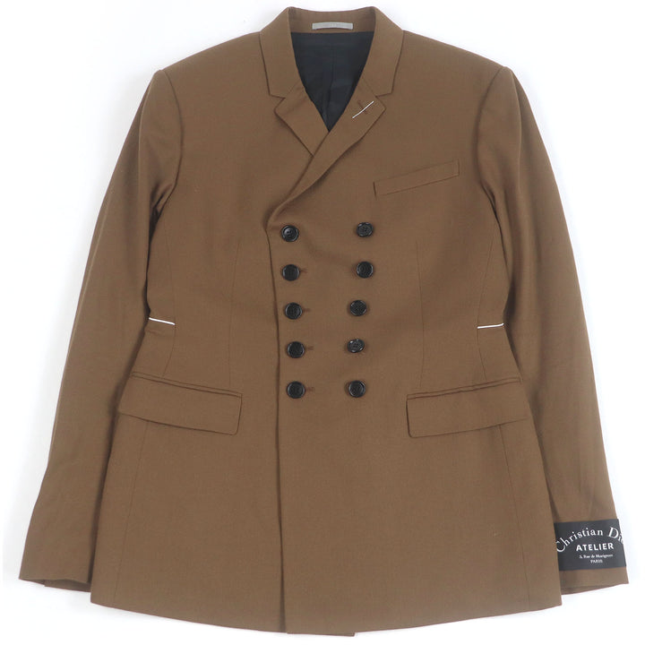 極美品□Dior HOMME ディオールオム 833C246M4321 ATELIER ダブルブレスト テーラードジャケット ブラウン 46 イタリア製 正規品 メンズ