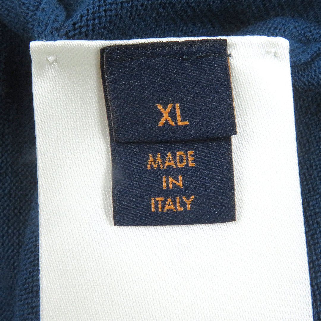 極美品□LOUIS VUITTON ルイヴィトン 2024年製 コットン100％ フロントロゴ ショートスリーブ 半袖ニット ブルー XL イタリア製 正規品