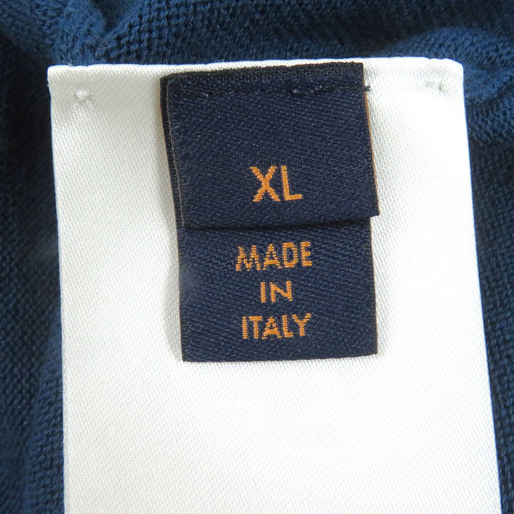 極美品□LOUIS VUITTON ルイヴィトン 2024年製 コットン100％ フロントロゴ ショートスリーブ 半袖ニット ブルー XL イタリア製 正規品