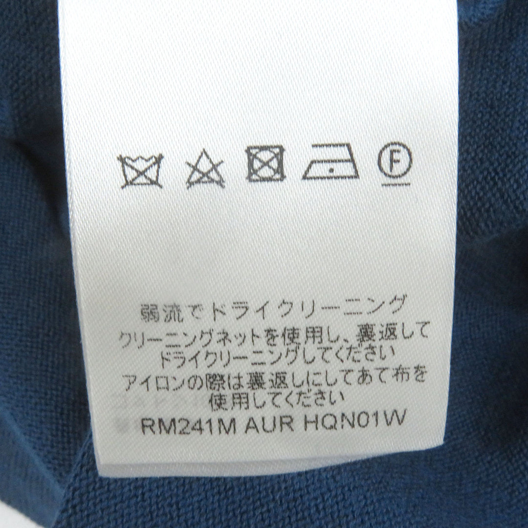 極美品□LOUIS VUITTON ルイヴィトン 2024年製 コットン100％ フロントロゴ ショートスリーブ 半袖ニット ブルー XL イタリア製 正規品