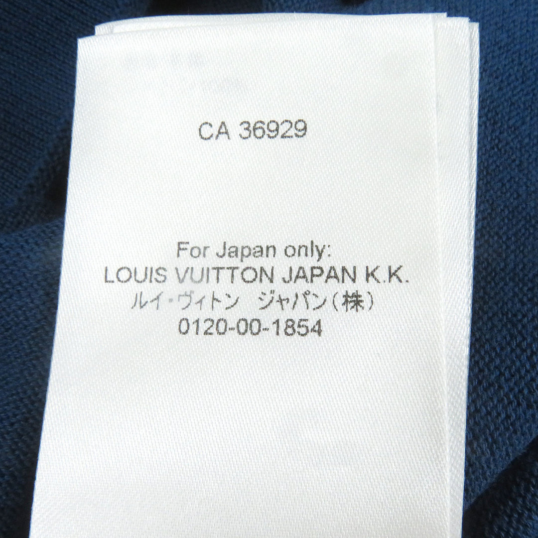 極美品□LOUIS VUITTON ルイヴィトン 2024年製 コットン100％ フロントロゴ ショートスリーブ 半袖ニット ブルー XL イタリア製 正規品