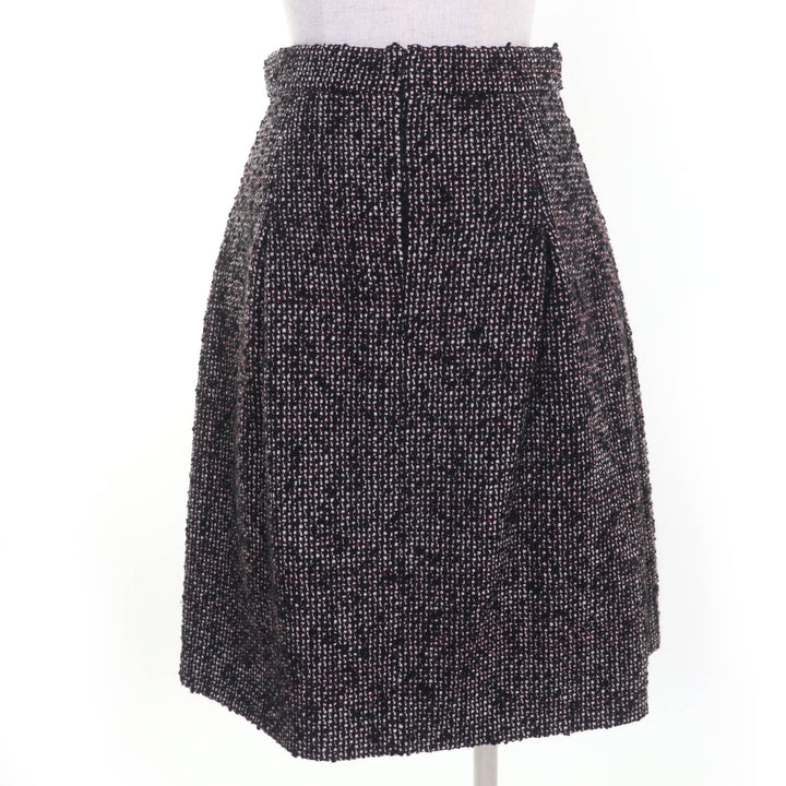 美品☆CHANEL シャネル P44259V32628 ウール アンゴラ ココマーク金具 ツイードスカート ブラック系 36 フランス製 正規品 レディース