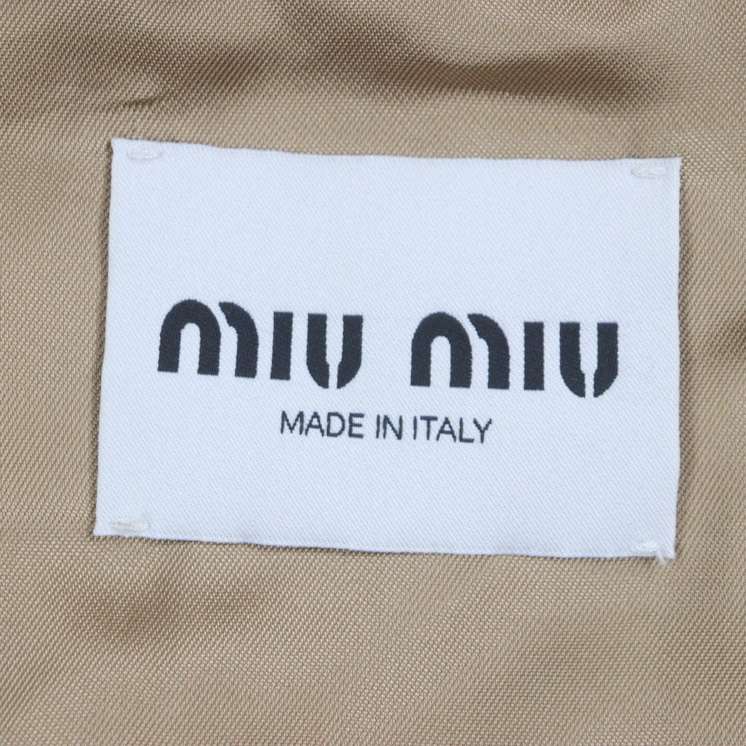 未使用品▼Miu Miu ミュウ ミュウ 25SS ML1066 チェックキャンバス ロゴワッペン ZIPUP ジャケット ブルゾン ブラウン 46 正規品 メンズ