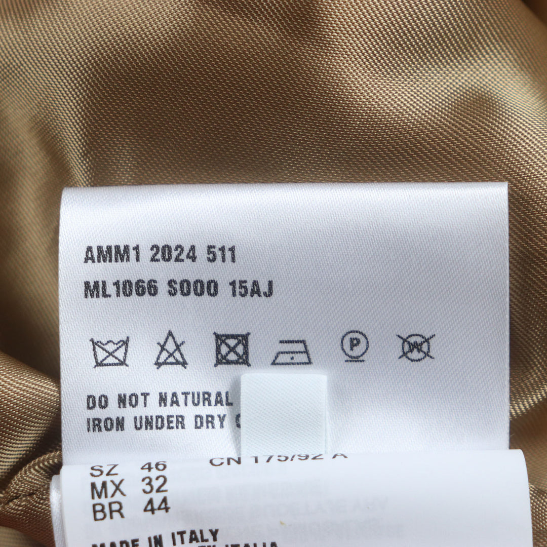 未使用品▼Miu Miu ミュウ ミュウ 25SS ML1066 チェックキャンバス ロゴワッペン ZIPUP ジャケット ブルゾン ブラウン 46 正規品 メンズ