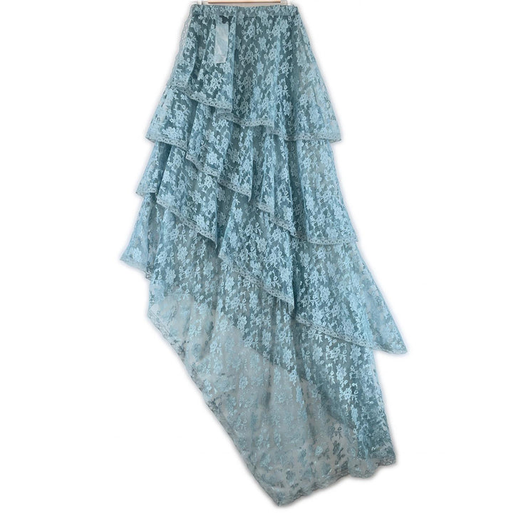 未使用品▲GUCCI グッチ 22AW 699241 フローラルレース アシンメトリー マキシスカート ロングスカート サックスブルー 38 伊製 正規品