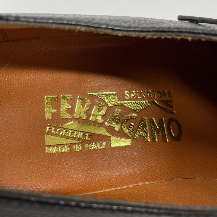 極美品▲Salvatore Ferragamo サルヴァトーレフェラガモ ZEUS プレーントゥ レザーシューズ ブラック 6.5 イタリア製 メンズ