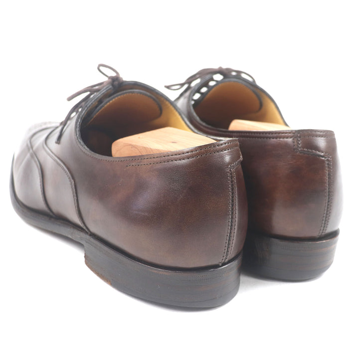 良品□HERMES JOHN LOBB エルメス ジョンロブ JOHN レザー ウィングチップ メダリオン レースアップ ドレスシューズ 茶 40.5 英国製