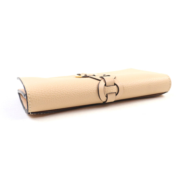 極美品★Chloe クロエ CHC21SP115E04284 ダリル SandyBeige ロゴ金具付 レザーウォレット２つ折り財布 長財布 箱・保存袋付 スペイン製