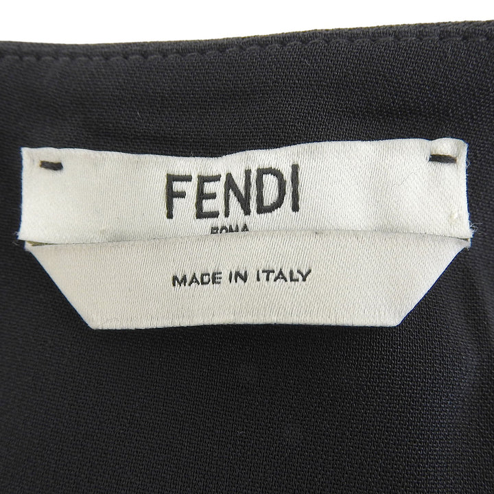美品▲FENDI フェンディ FD9803 ミンクトリム ハートデザイン 半袖 ワンピース ブラック 42 イタリア製 正規品 レディース