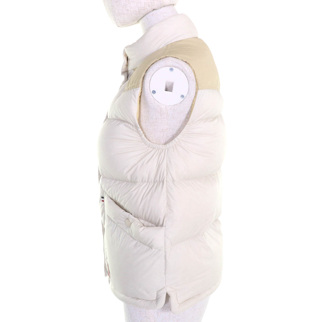 極美品△MONCLER GRENOBLE モンクレール グルノーブル 23-24SS SORAPIS ロゴワッペン ロゴボタン ダウンベスト オフホワイト 0 正規品