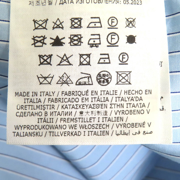 極美品△JIL SANDER ジルサンダー J05DL0103 7Daysシャツ Wednesday コットン ストライプ ロゴ刺繍 スタンドカラー 長袖シャツ 30 正規品