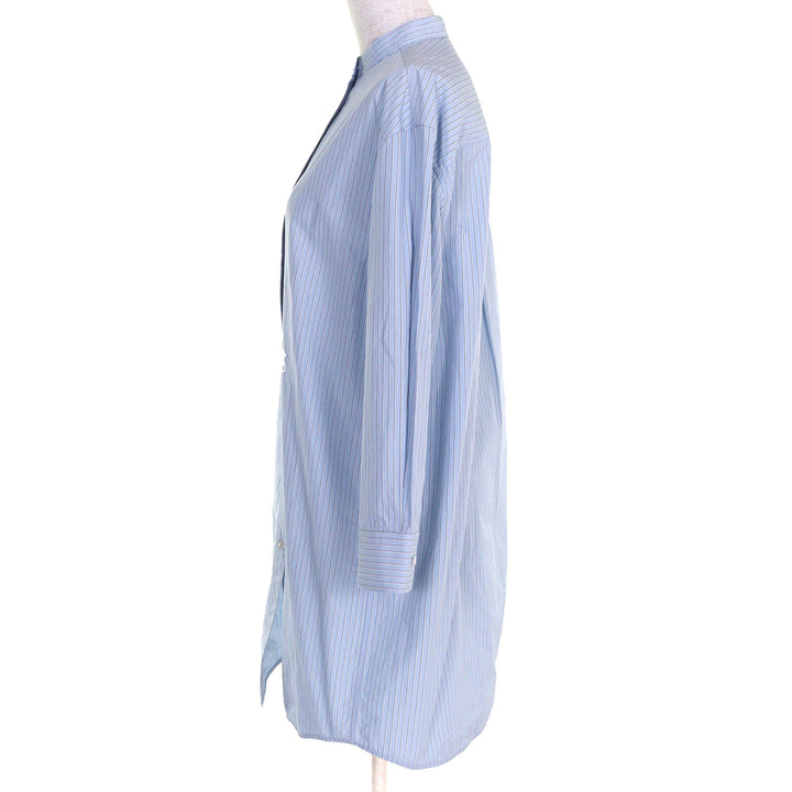 極美品△JIL SANDER ジルサンダー J05DL0103 7Daysシャツ Wednesday コットン ストライプ ロゴ刺繍 スタンドカラー 長袖シャツ 30 正規品