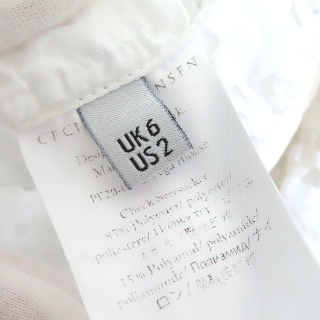 美品△CECILIE BAHNSEN セシリーバンセン J05DL0103 VEGTA BLOUSE 格子柄 パフスリーブ フレア ブラウス ホワイト UK6 日本約Sサイズ相当