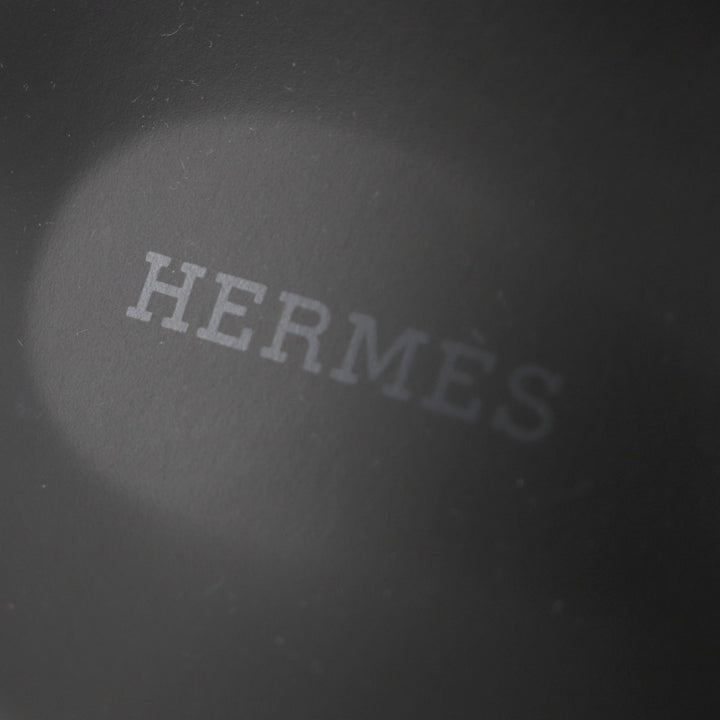 未使用品▼HERMES エルメス ヘラクレス シルバー金具 クロスストラップ Hロゴ レザーサンダル ブラック ネイビー 44 箱・保存袋付 メンズ