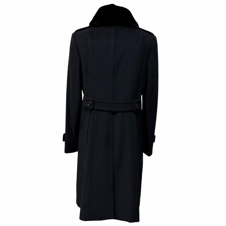 極美品★BURBERRY LONDON バーバリーロンドン B1B87-863-10 カシミヤ混 襟ラビットファー ロゴボタン付 コート 40 正規品 ガーメント付