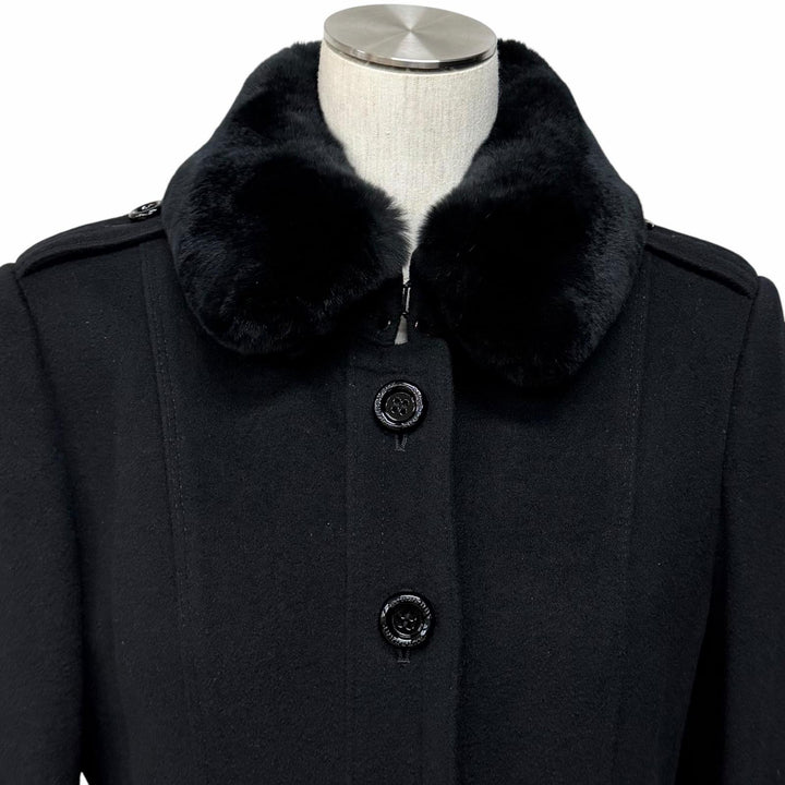 極美品★BURBERRY LONDON バーバリーロンドン B1B87-863-10 カシミヤ混 襟ラビットファー ロゴボタン付 コート 40 正規品 ガーメント付