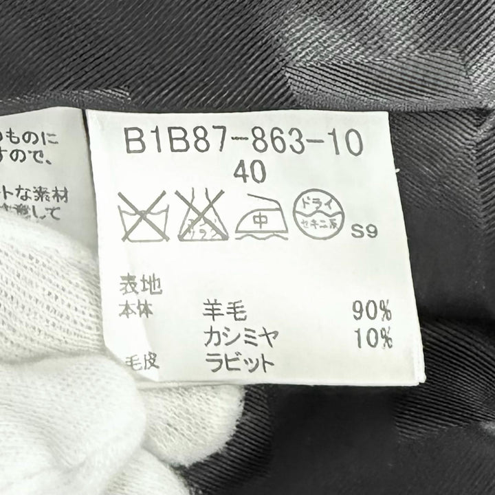 極美品★BURBERRY LONDON バーバリーロンドン B1B87-863-10 カシミヤ混 襟ラビットファー ロゴボタン付 コート 40 正規品 ガーメント付