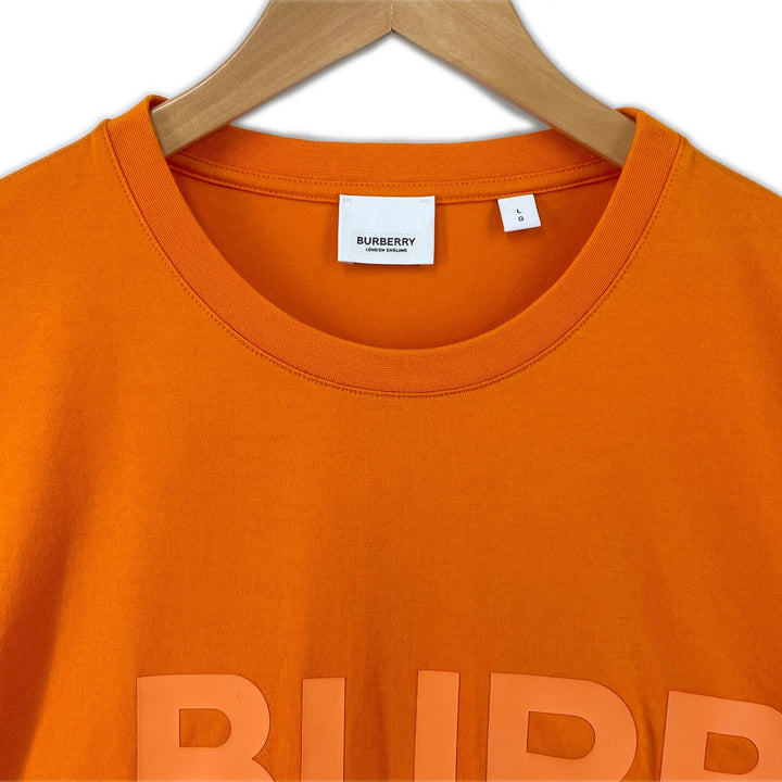 極美品▲BURBERRY バーバリー 8040692 コットン100％ ホースフェリープリント 半袖Ｔシャツ オレンジ L イングランド製 正規品 メンズ