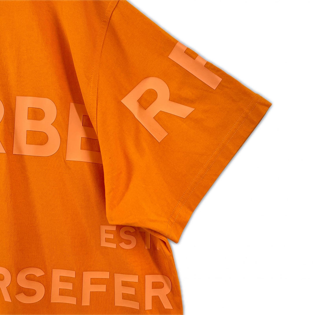 極美品▲BURBERRY バーバリー 8040692 コットン100％ ホースフェリープリント 半袖Ｔシャツ オレンジ L イングランド製 正規品 メンズ