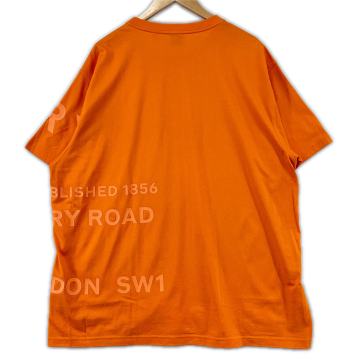 極美品▲BURBERRY バーバリー 8040692 コットン100％ ホースフェリープリント 半袖Ｔシャツ オレンジ L イングランド製 正規品 メンズ
