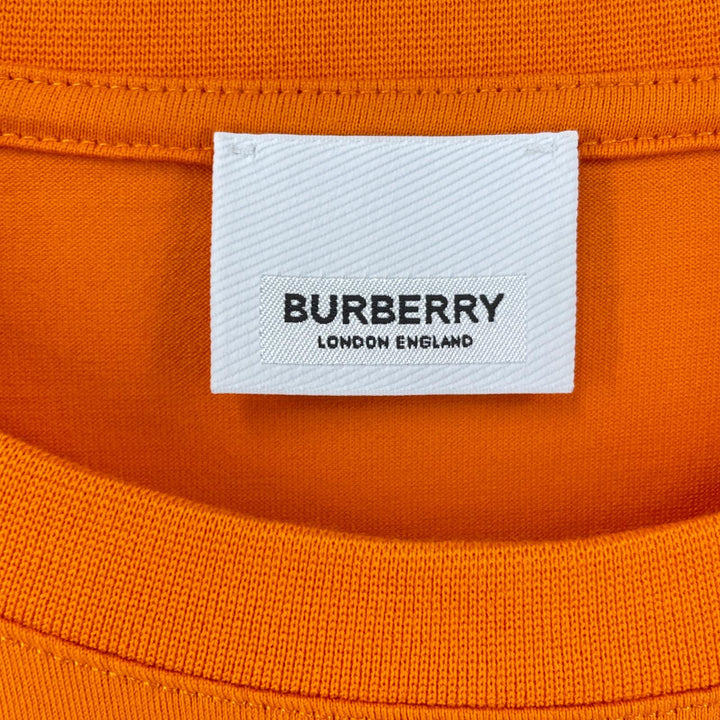 極美品▲BURBERRY バーバリー 8040692 コットン100％ ホースフェリープリント 半袖Ｔシャツ オレンジ L イングランド製 正規品 メンズ