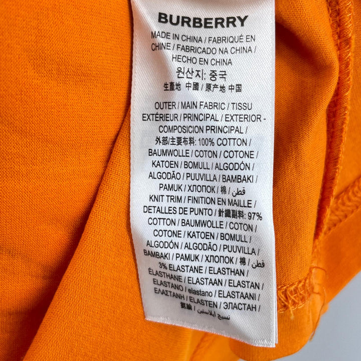 極美品▲BURBERRY バーバリー 8040692 コットン100％ ホースフェリープリント 半袖Ｔシャツ オレンジ L イングランド製 正規品 メンズ