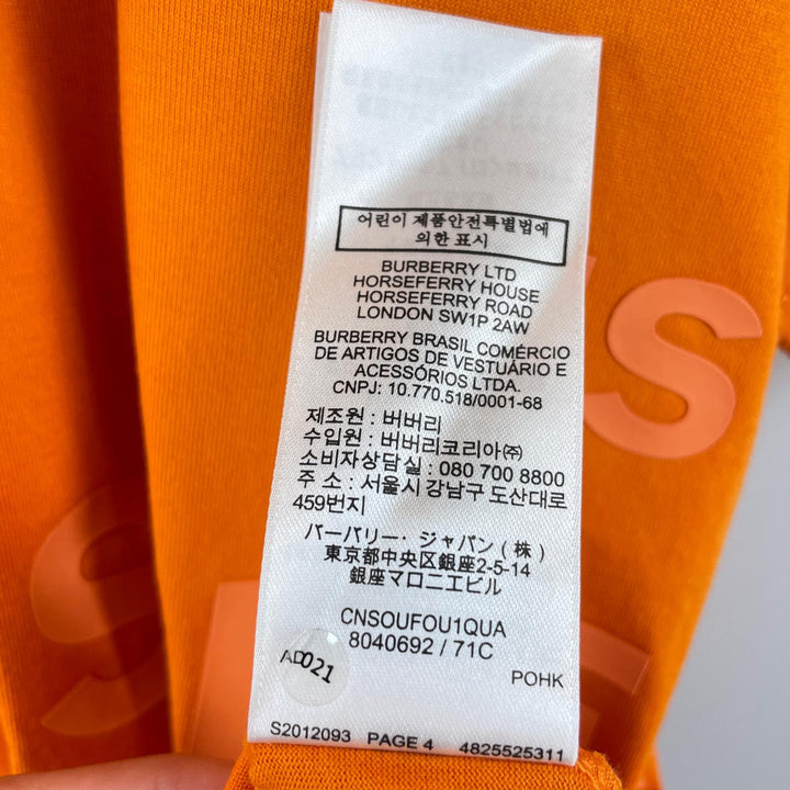 極美品▲BURBERRY バーバリー 8040692 コットン100％ ホースフェリープリント 半袖Ｔシャツ オレンジ L イングランド製 正規品 メンズ