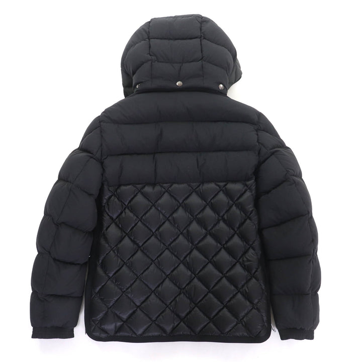 美品★MONCLER モンクレール TANGUY ロゴワッペン・フード付 切替デザイン ダウンジャケット アウター ブラック 0 正規品 メンズ