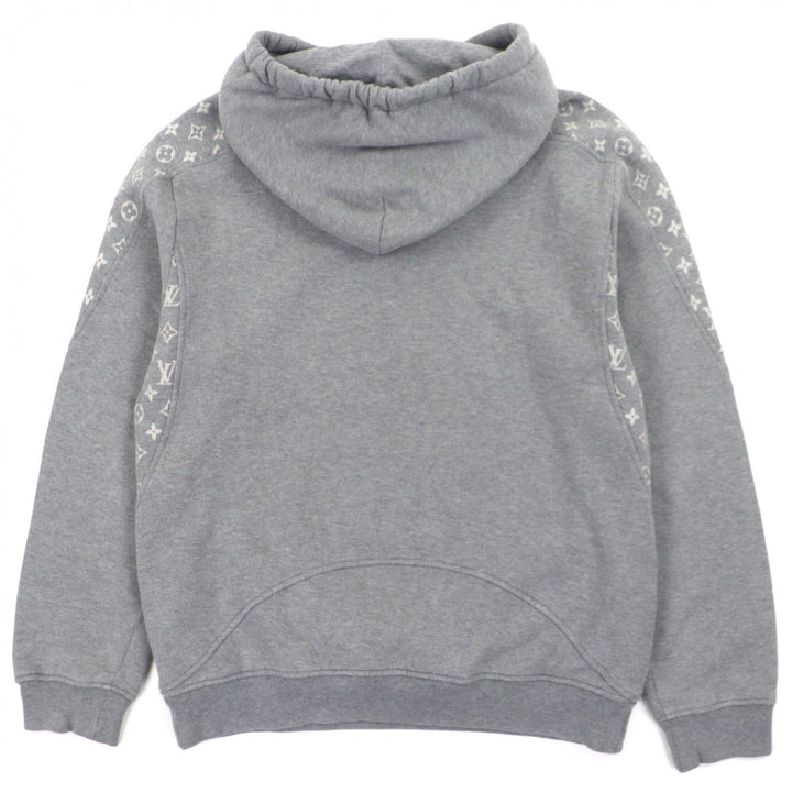美品▼LOUIS VUITTON ルイヴィトン 22AW コットン モノグラム サークルカット フーディ プルオーバー パーカー グレー L 正規品 メンズ
